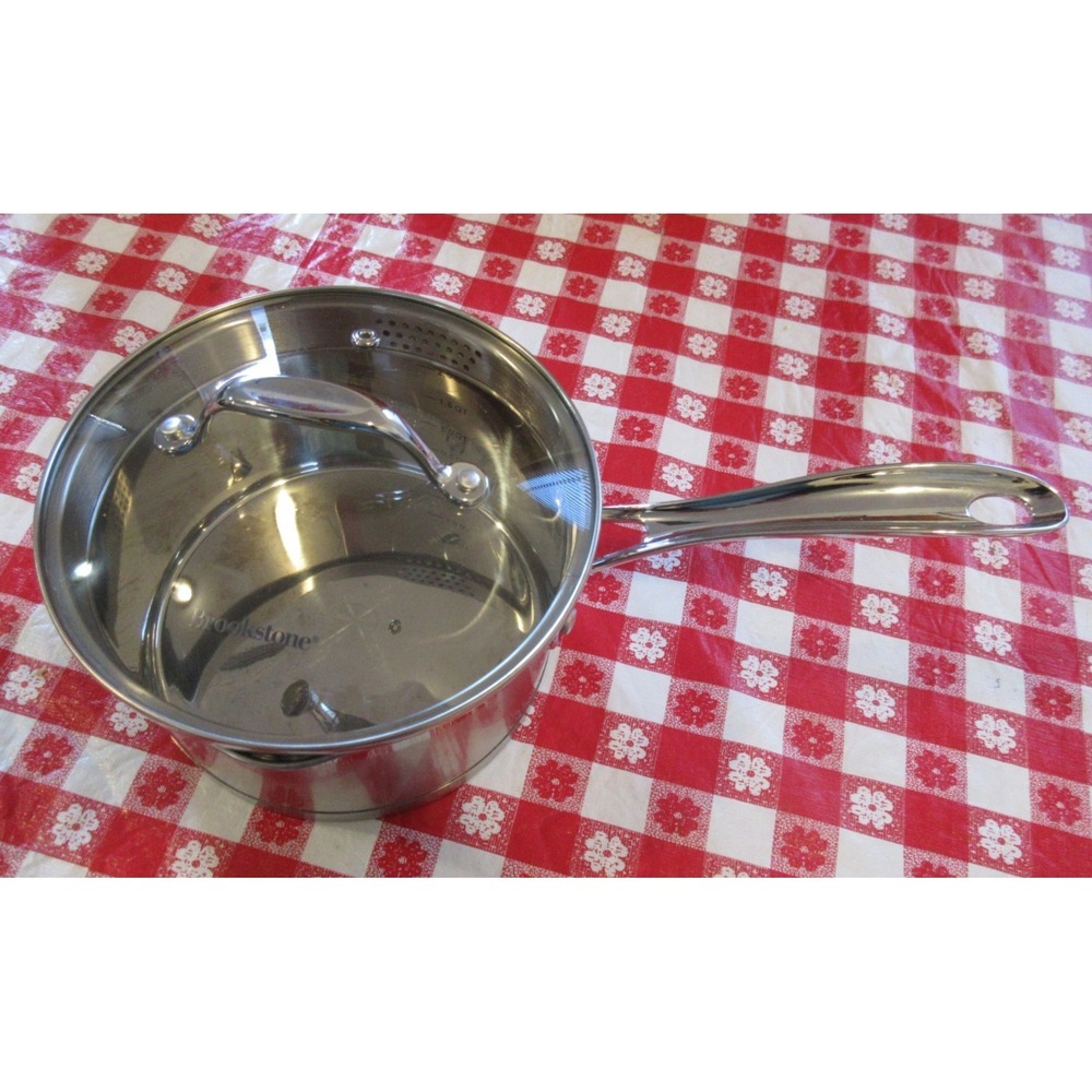 Brookstone 2.5 Quart Stainless Steel Sauce Pan with Easy Pour Spout